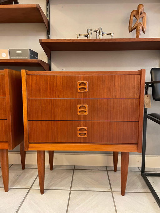 Vintage Danish Chest of Drawers, 3 Drawers, 1960's, 2 Pieces In Stock