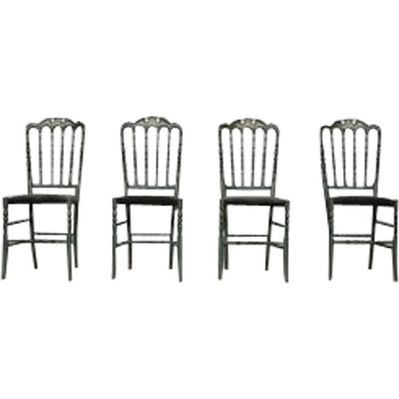 Image 1 of Set of 4 vintage Chiavari hand-painted dining chairs, 1950s