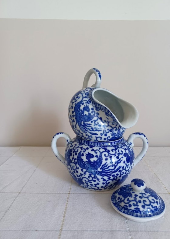 Vintage Japanese Sugar & Creamer Set • Phoenix Ware • Marked: Mizuno sei (ca. 1930-1960) • Perfect Condition! (photo 2 of 6)