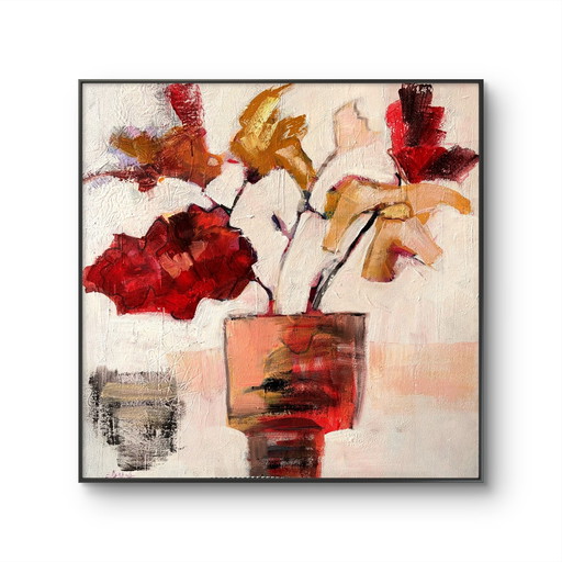 Abstract flowers in pot