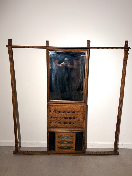 Antieke Biljart Keu Standaard met Scorebord & Spiegel – Kamerschermen, Glass (photo 2 of 6)