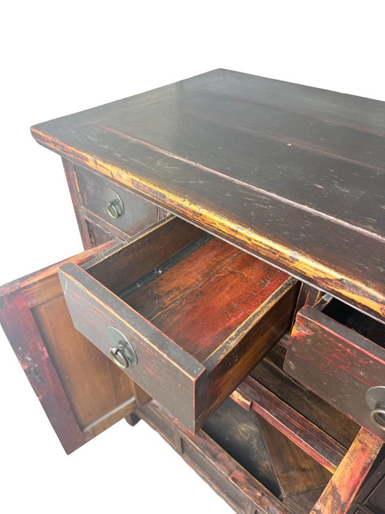 Antique Chinese Elm Cabinet – Late Qing Dynasty Style 19th Century – Metal, Wood (photo 7 of 10)