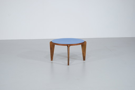 Blue Lacquered Wooden Coffee Table - 1950s