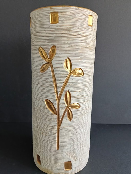 Mid-Century Modern Vaas – Fratelli Fanciullacci (Italië, Jaren '50/'60) – Goud & Sgraffito – vazen, Ceramic (photo 2 of 11)