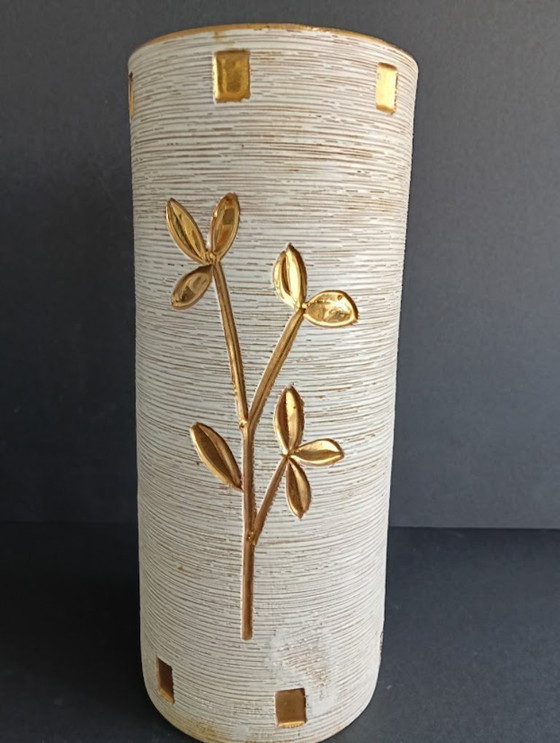 Mid-Century Modern Vase – Fratelli Fanciullacci (Italy, 1950s/1960s) – Gold & Sgraffito – Ceramic (photo 2 of 11)