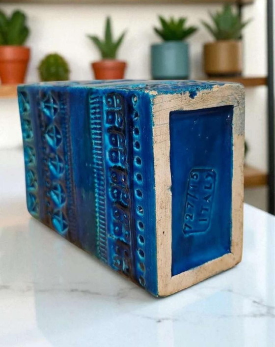 Image 1 of Bitossi Rimini Blu Rechteckvase | Aldo Londi Italian Mid-Century Art Pottery 1960s