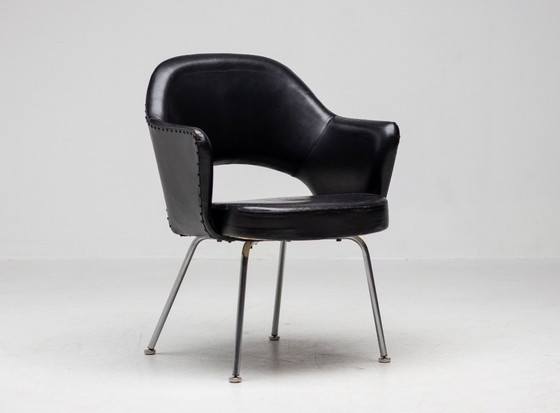 Image 1 of 4 SAARINEN EXECUTIVE-SESSEL FÜR KNOLL IN ORIGINAL SCHWARZEM LEDER