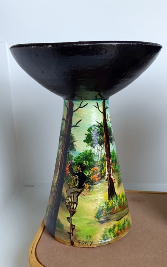 Image 1 of Pair of vintage Basque pottery – glazed ceramic – signed G. Defly (1950s)