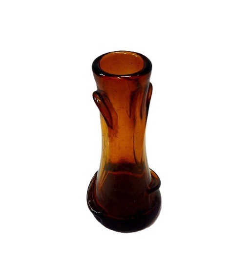 Vintage solid amber glass vase, 18 cm