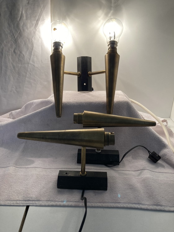 Vintage 1950s brass conical wall sconces – Wall lights (photo 3 of 15)