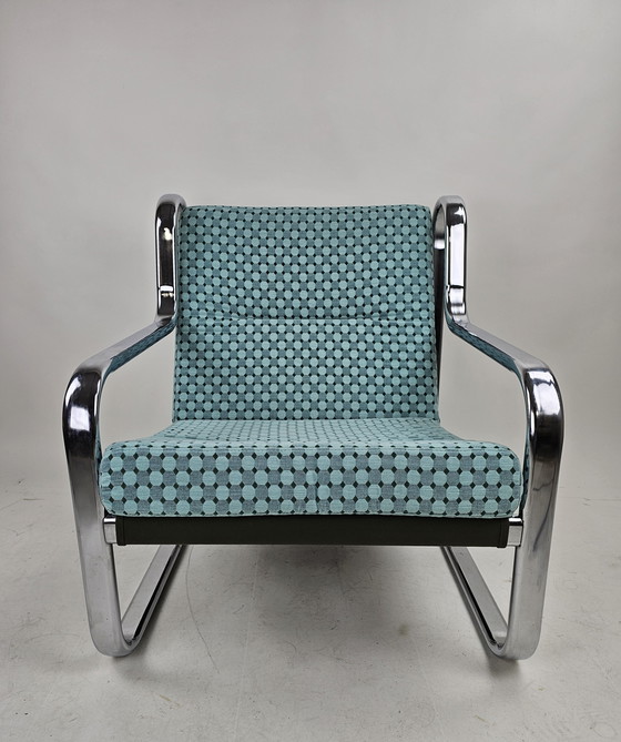 Image 1 of Set of 2 Italian chairs in chrome frame and completely reupholstered