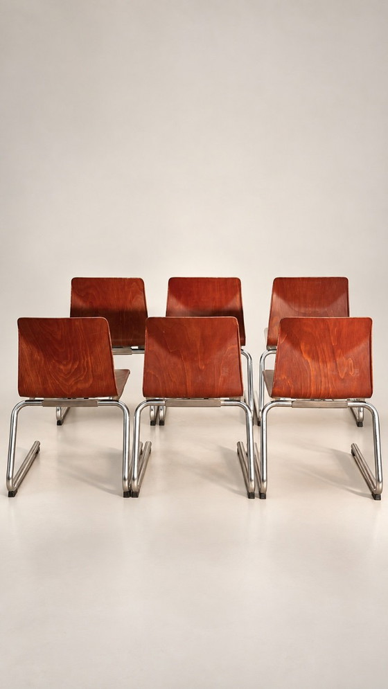 SET OF 6 VINTAGE THUR OP SEAT CHAIRS – PAGHOLZ 60S – Dining chairs, Wood (photo 2 of 9)