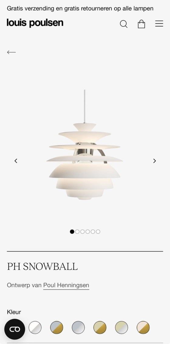 Image 1 of Louis Poulsen PH Snowball Hängelampe - Poul Henningsen