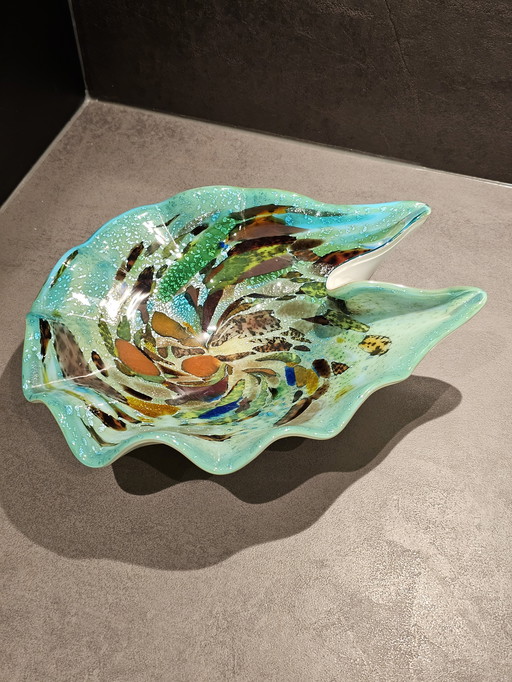 Cuenco vintage de Murano en cristal artístico policromado Murines soplado a boca. Italia, década de 1960.