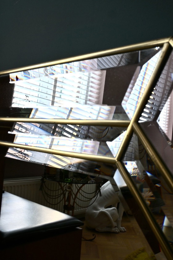 Image 1 of Large mirror with facet-cut glass, octagonal