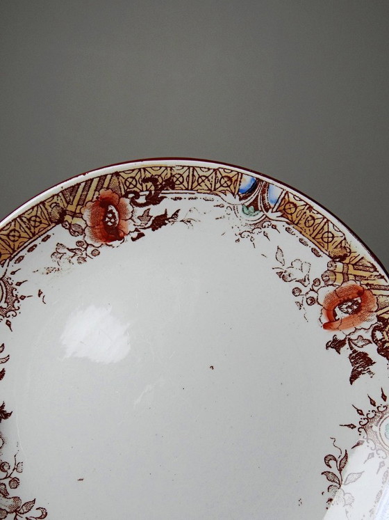 Image 1 of Sarreguemines - Kyoto - antique tea set: 5 cups and 6 Japanese-style saucers