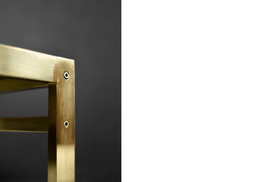 Image 1 of Vintage Mid-Century Italian Modern Brass Coffee Table with Stone Top, 1970s