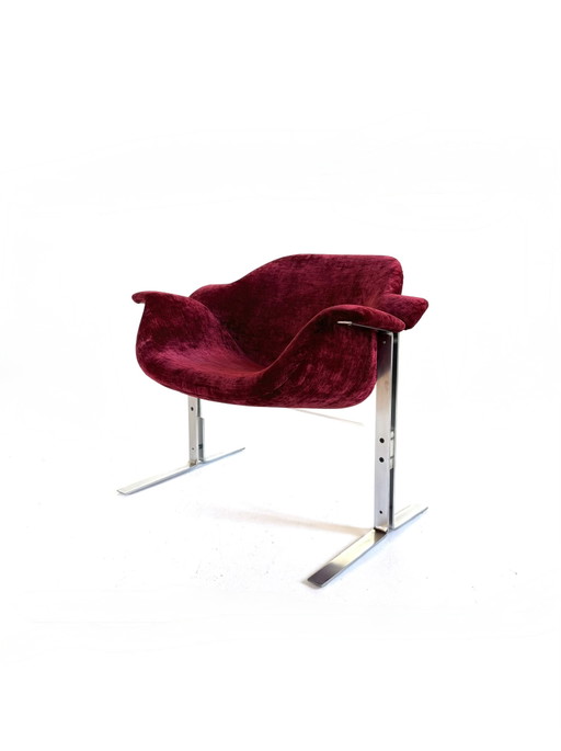 Fauteuil vintage en velours et chrome, Kembo '60