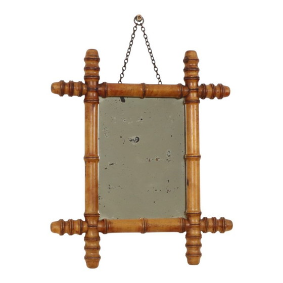Antiker Holzspiegel Faux Bambus Chinoiserie 40x34cm – Glass, Wood (photo 3 of 14)
