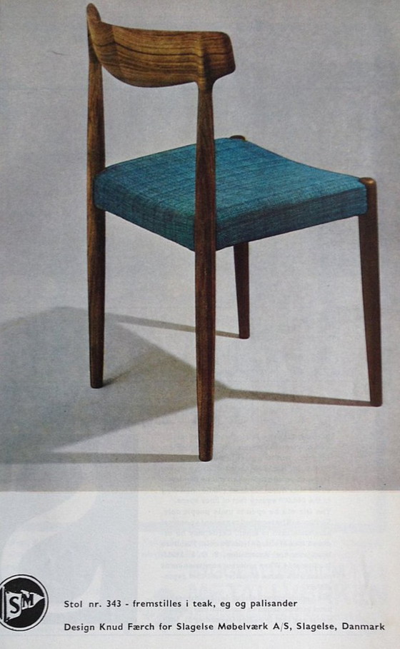Image 1 of 6 sillas de comedor Knud Faerch 343 de palisandro, danesas, de la década de 1950.