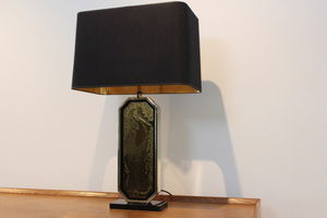 Georges mathias signed 23 ct gold-plated handmade etched table lamp