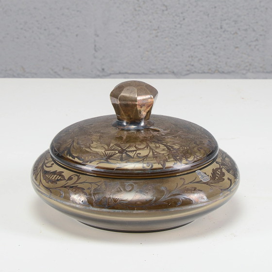 Bowl with glass lid and silver decorations (photo 7 of 7)