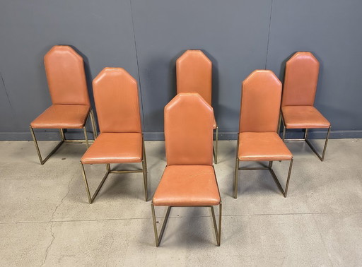 Vintage brass dining chairs by Belgo chrom, 1970s 