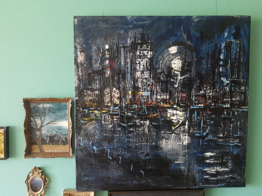 Painting of the Night Skyline of the City of Bremen in Germany in Beautiful Shades of Blue, Christian (photo 2 of 13)