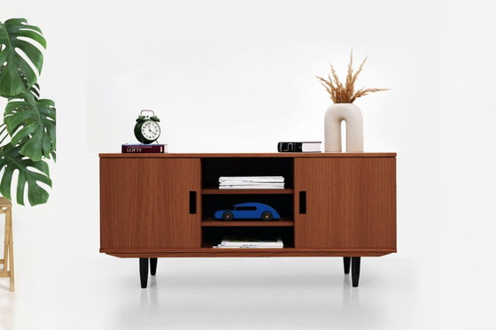 Image 1 of Dressoir van gebeitst teakhout voor tv T-S14