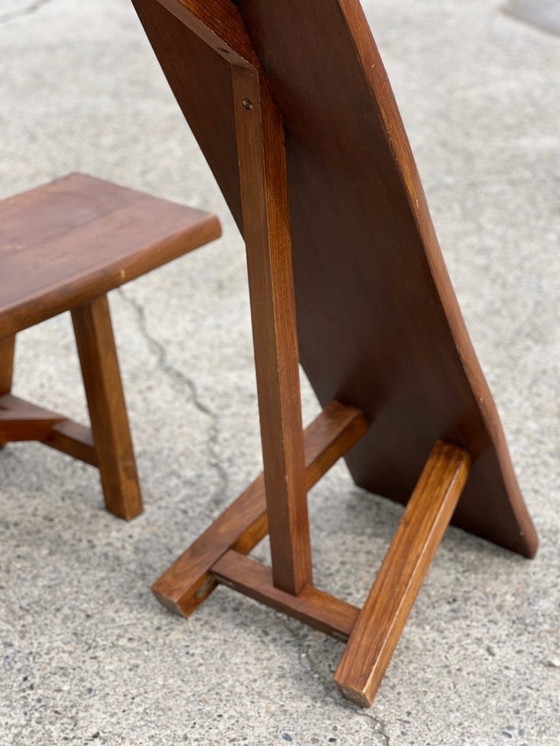 Image 1 of Pair of vintage solid wood benches from the 1960s