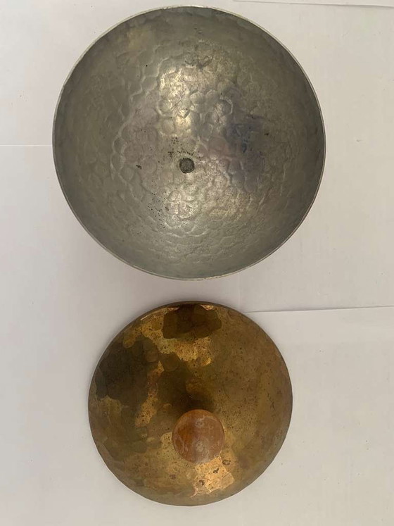 Image 1 of Emil Funk VEB Kunstschmiede Neuruppin Scatola con coperchio in ottone DDR Bauhaus