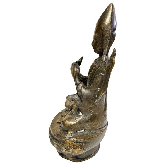 Raro Lama erudito tibetano del siglo XVIII – 1 kg de bronce macizo – 15,5 cm – Esculturas, Bronze (photo 7 of 10)
