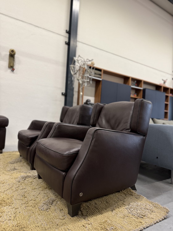 Image 1 of (2) Divano Natuzzi e 2 poltrone Amadeus in pelle marrone
