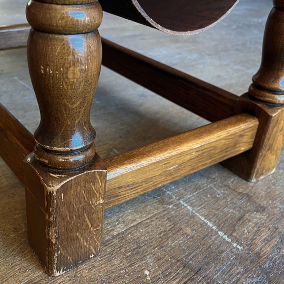 Image 1 of Vintage traditionele tijdschriftenhouder van hout en leer