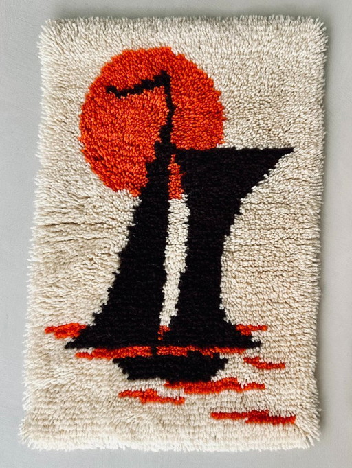 1x Vintage wool tapestry - unique retro eyecatcher (39 x 60 cm)