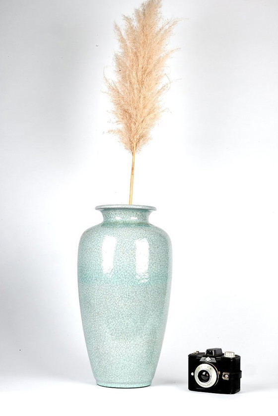 Image 1 of Raro jarrón de suelo de cerámica craquelada de gran tamaño para Karlsruhe Majolica
