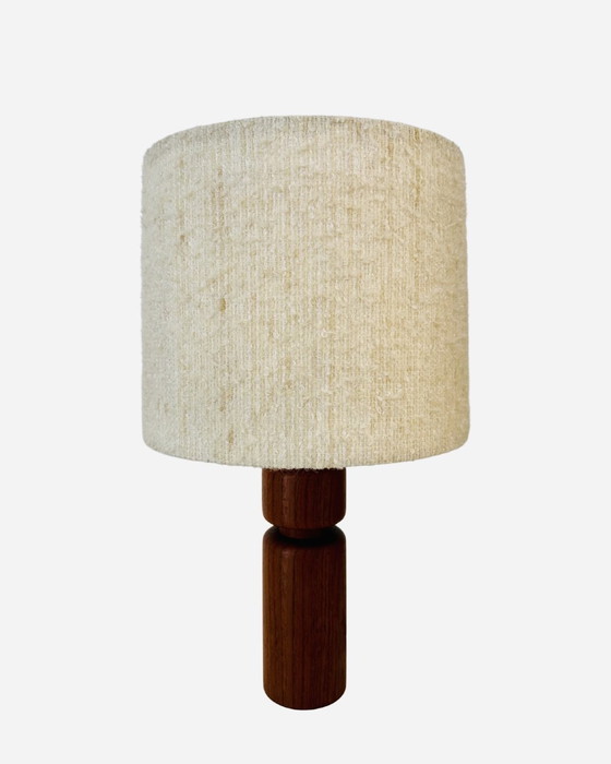 Image 1 of Teak table lamp with original fabric shade - Domus, Denmark, 1960s