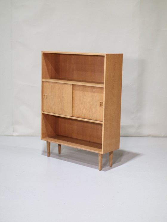 Image 1 of Oak Bookcase With Doors Danish Vintage