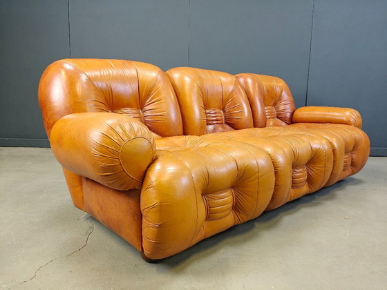 Image 1 of Mid Century italienisches Leder 3-Sitzer Sofa, 1970er Jahre