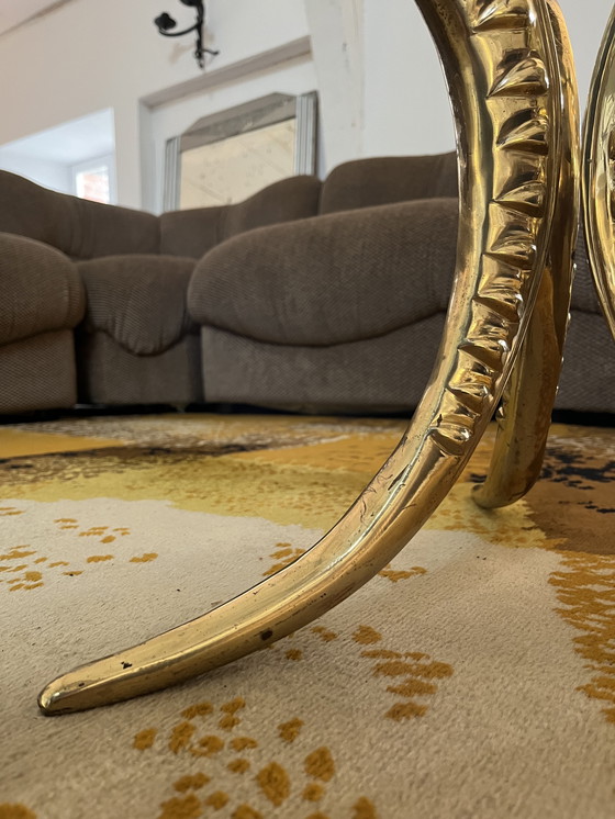 Image 1 of 70s side table in brass and glass