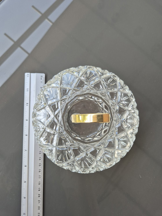 Image 1 of Vintage Walther Glas crystal candy dish with gold-tone handle – Germany, 1970s