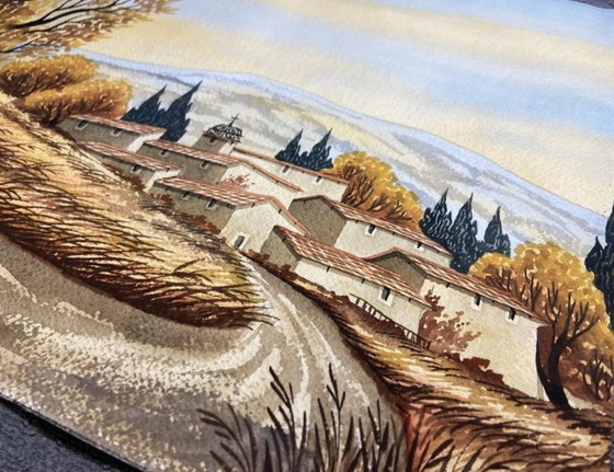Image 1 of Watercolor Village of Provence Art France Painting Framed Signed Cardi ?? Artwork