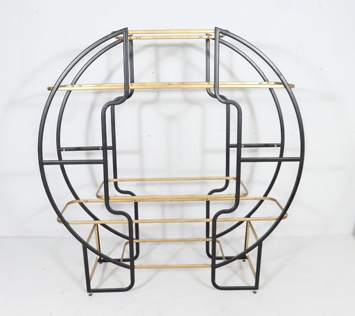 Rundes Regal/runde Etagere/Raumteiler im Stile von Milo Baughman, Hollywood Regency, Italien, 1970er Jahre