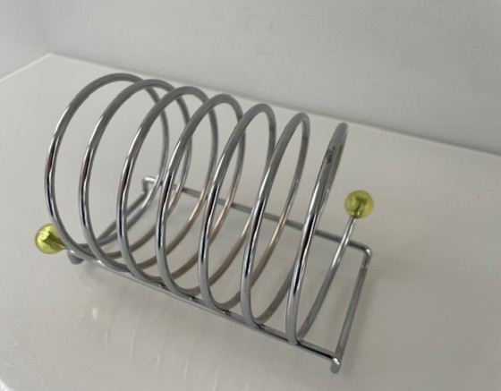 Image 1 of Porta toast cromato postmoderno vintage con dettagli al neon