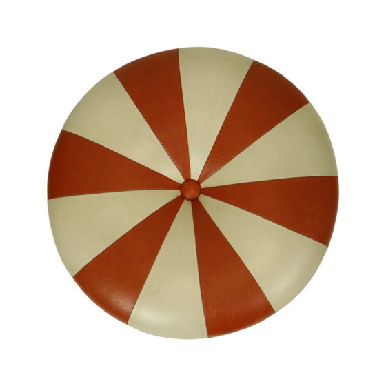 Image 1 of Round Vintage Pouf Skai Orange Cream