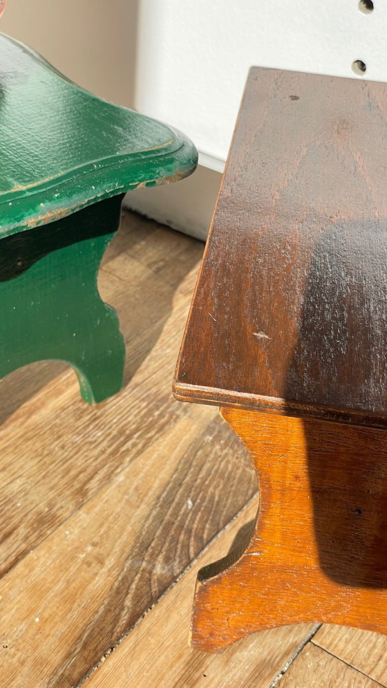 Image 1 of 2 mini Vintage WOODEN TABOURETS