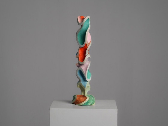 Abstrakte polychrome Holz-Bildhauerei, zugeschrieben Ivan Stoyanov, Bulgarien, 1981 (photo 4 of 10)