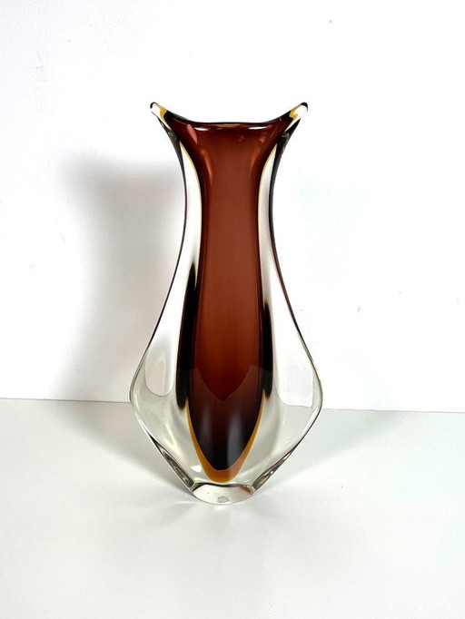 Gran jarrón Sommerso de cristal de Murano de Flavio Poli para Seguso Italia, años 60.