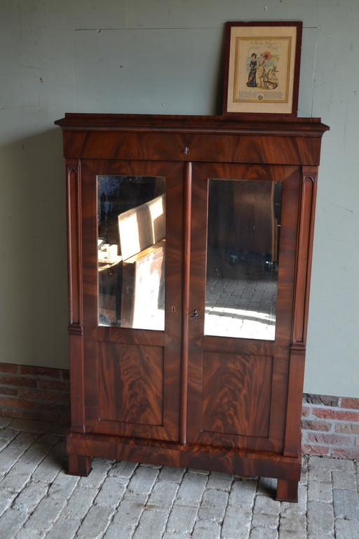 Beautiful Antique Mahogany Wooden Maid's Cupboard With Mirrored Doors