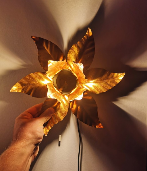 Golden Floral Mid Century Wall light by Hans Kögl